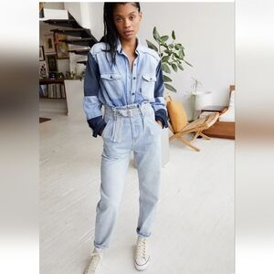 Free People Sadie Belted Paperbag High Waisted Denim Jeans Women's Size 29